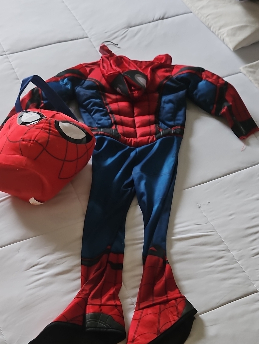 Marvel Spider-Man Red and Blue Kids Superhero Costume with Masked Hood